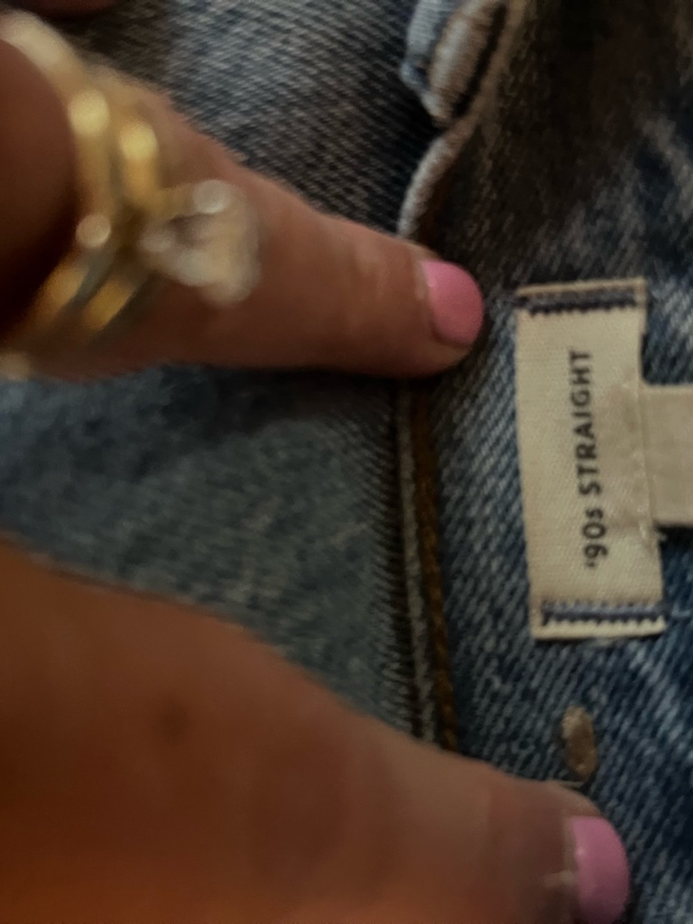 Madewell 90’s straight Blue Straight Leg Jeans with Distressed Knee - Picture 3 of 4